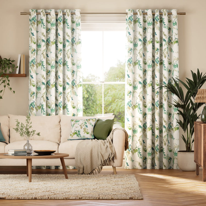 Colorized Watercolour Canopy Leaf Green Curtains 6474