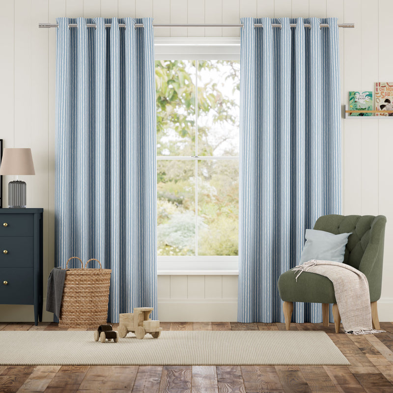 Colorized Suki Stripe Sky Blue Curtains 6505