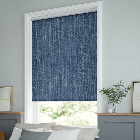 ColorizedZoom Thermal Luxe Dimout Whale Blue Roller Blind 8118