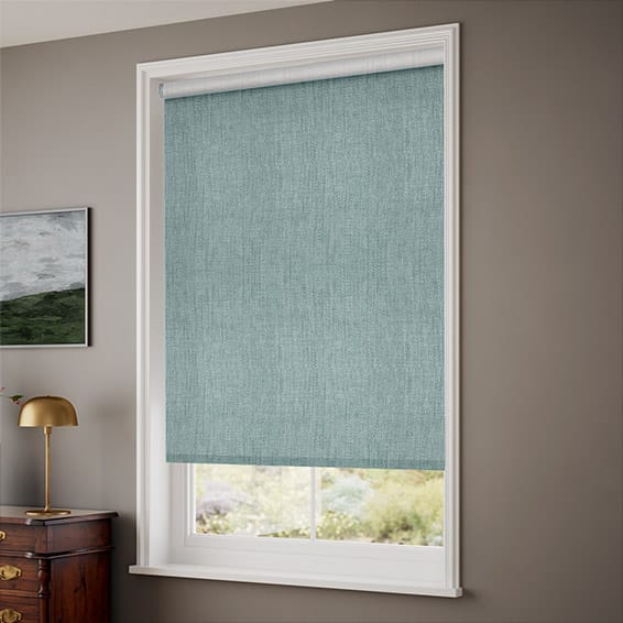 ColorizedZoom Thermal Luxe Dimout Teal Roller Blind 8116