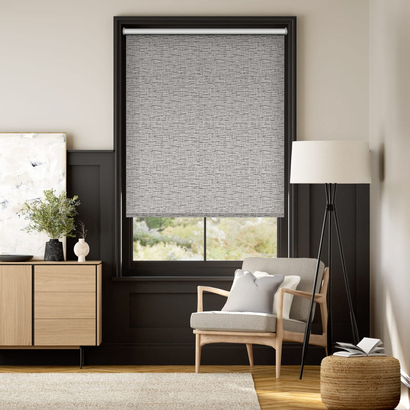 Colorized Turin Blackout Brushed Silver Roller Blind 8132