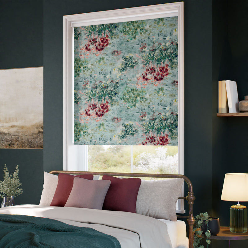 ColorizedZoom Fiore Velvet Duckegg Rose Roller Blind 9193