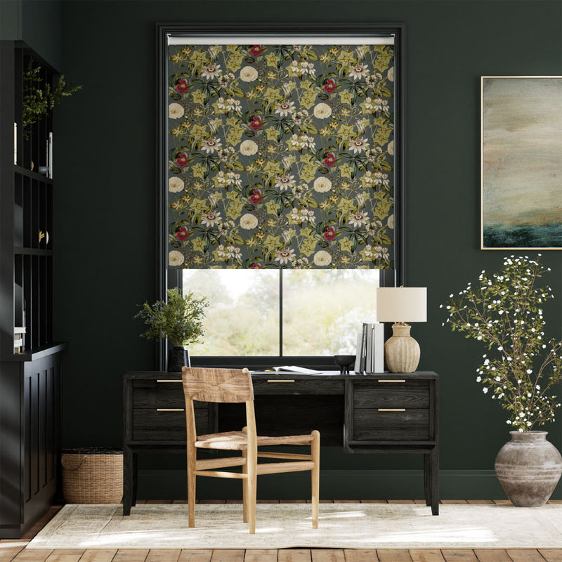 Colorized Passiflora Velvet Slate Roller Blind 9207