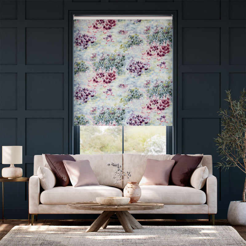 Colorized Fiore Soft Blue Magenta Roller Blind 9270