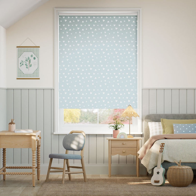 Colorized Mickey Spots Blackout Sky Blue Roller Blind 9276