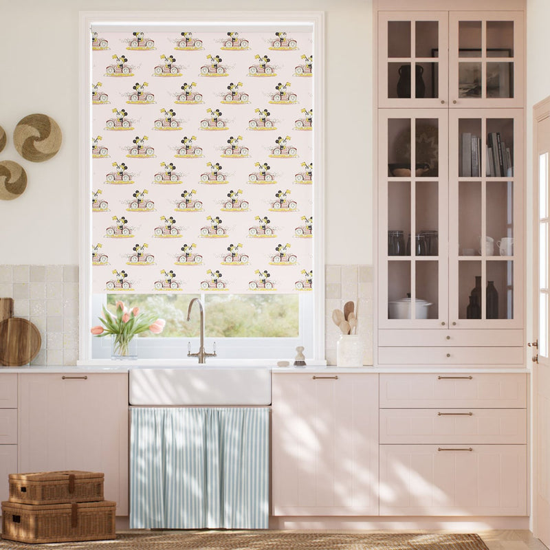 Colorized Minnie On The Move Blackout Blush Roller Blind 9296