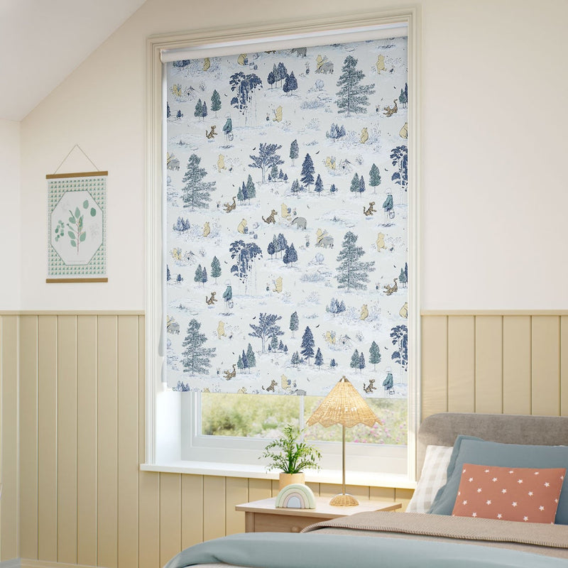 ColorizedZoom Twist2Go Winnie The Pooh Blackout Toile Blue Roller Blind 9300
