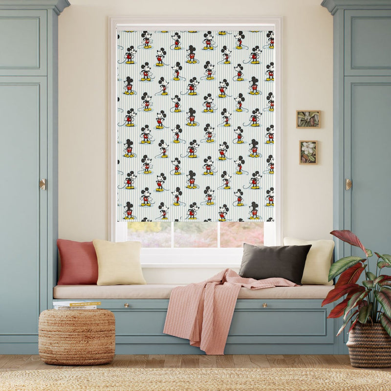 Colorized Twist2Go Mickey Stripe Blackout Chalk Blue Roller Blind 9312
