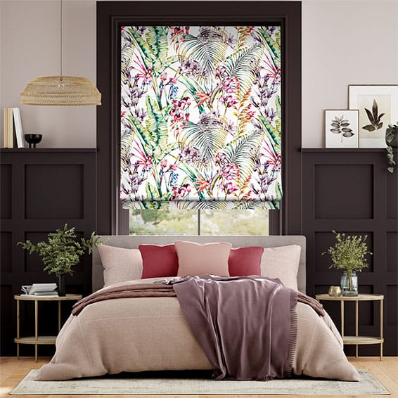 Colorized Paradise Botanical Flamingo Roman Blind 9326