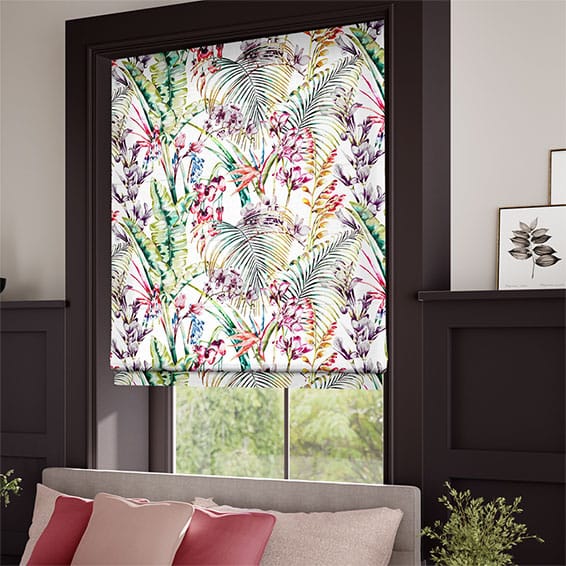 ColorizedZoom Paradise Botanical Flamingo Roman Blind 9326