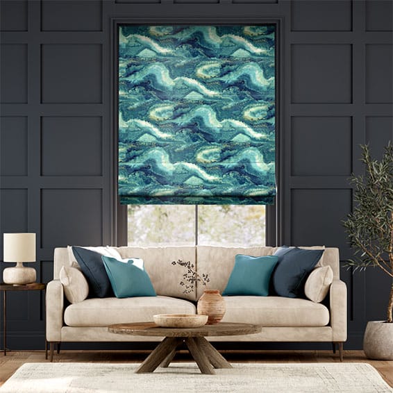 Colorized Marbled Velvet Jade Roman Blind 9343