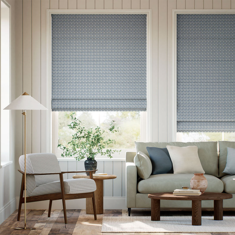 Colorized Giverny Navy Roman Blind 9362