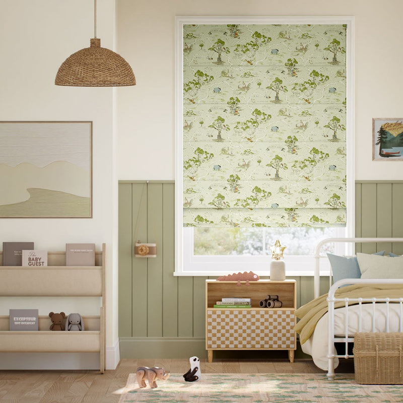 Colorized Hundred Acre Wood Forest Roman Blind 9393