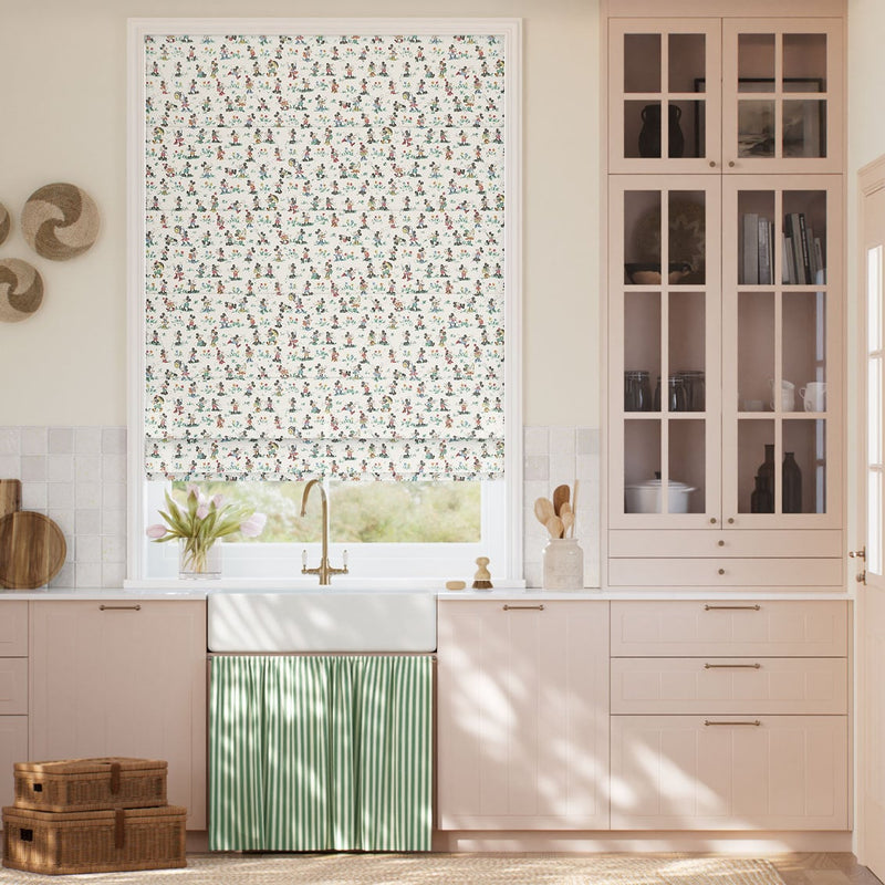 Colorized Mickey & Minnie Natural Roman Blind 9407