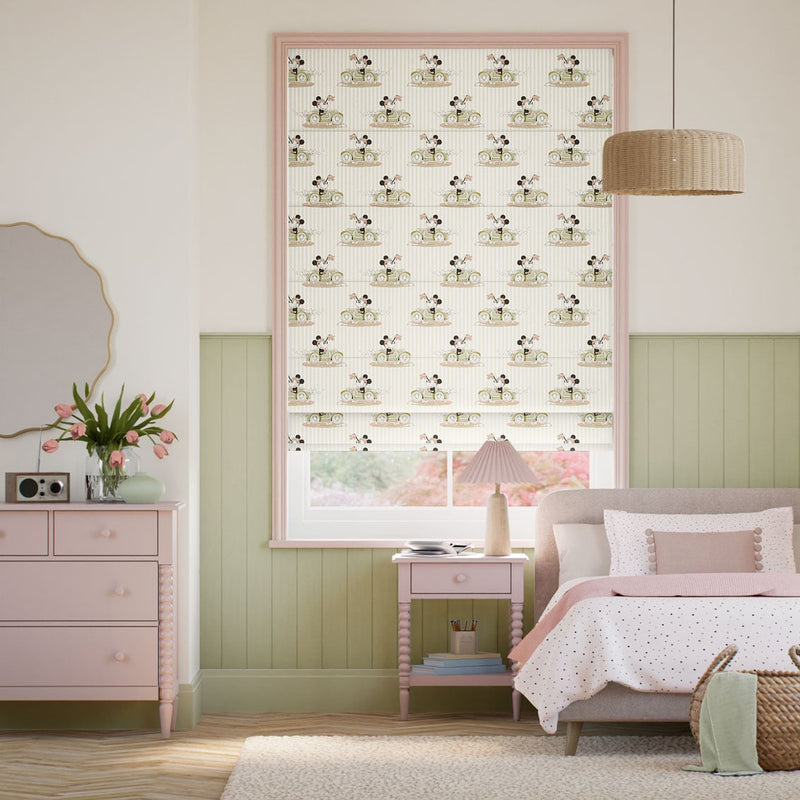 Colorized Minnie On The Move Stripe Natural Roman Blind 9411