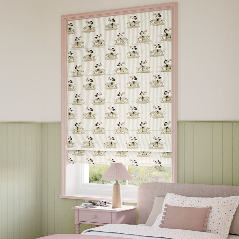 ColorizedZoom Minnie On The Move Stripe Natural Roman Blind 9411