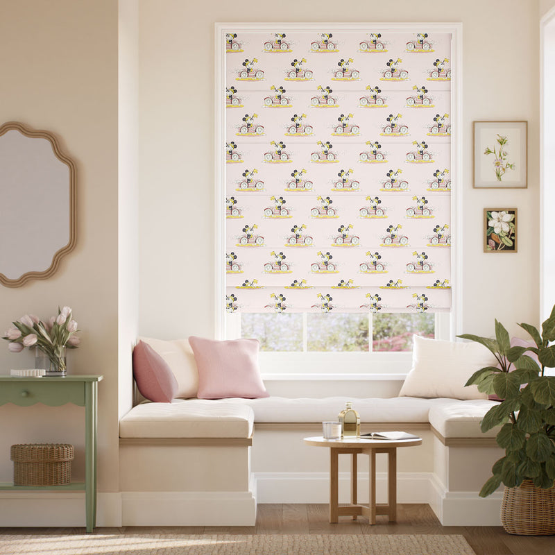 Colorized Minnie On The Move Blush Roman Blind 9412